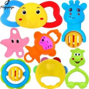 HOGOPOGO Set of 7 Colorful Non-Toxic Baby Rattles & Teethers | Safe for Newborns & Kids
