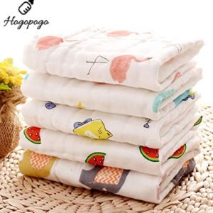 HOGOPOGO Muslin Baby Face Towels Pack of 5 | 500 TC White Napkins | Extra Soft