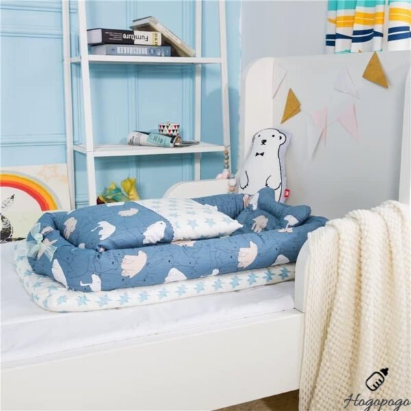 HOGOPOGO 2-in-1 Foldable Toddler Travel Bed | Velvet Sponge | Safety Bumpers | Portable