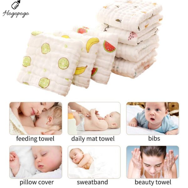 HOGOPOGO 500 TC Muslin Cotton Burping Towels for Newborn | Extra Soft Large Reusable Napkins for Infants & Toddlers | White | Pack of 5
