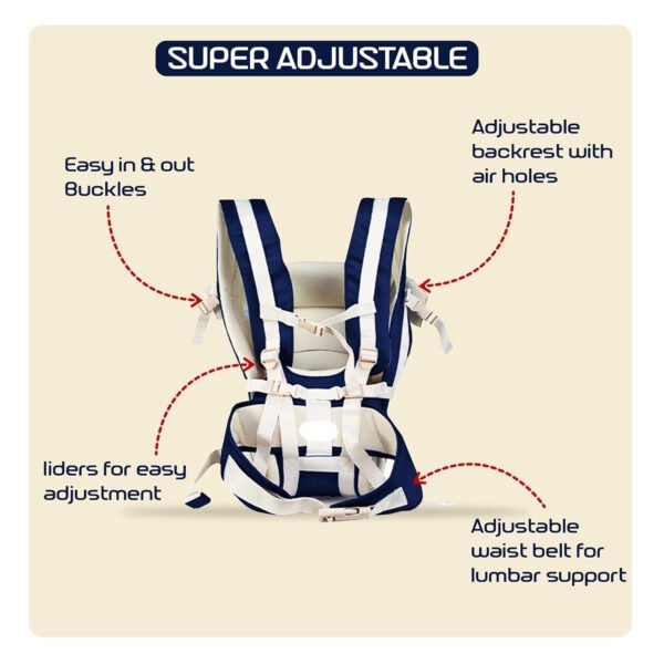 HOGOPOGO 4-in-1 Adjustable Baby Carrier with Head Support & Safety Belt – Navy Blue