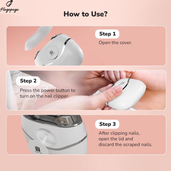 HOGOPOGO Cuppy Electric Baby Nail Trimmer | Safe Nail Clipper with Brush | 1 Count