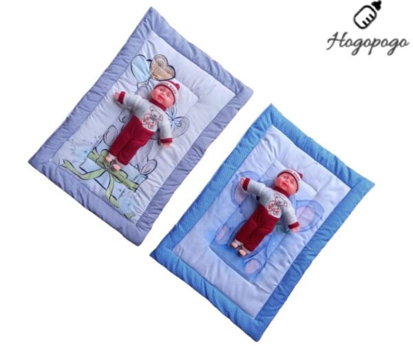 HOGOPOGO Combo Newborn Baby Pom Pom Cotton Baby Bed | Godari | Cradle Bed | Crib Sheet | Changing Mat | Baby Godadi | Bedding Set | Mattress | Pack of 2 – Bird & Rabbit Print