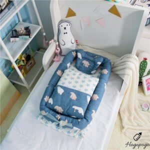 HOGOPOGO 2-in-1 Foldable Toddler Travel Bed | Velvet Sponge | Safety Bumpers | Portable