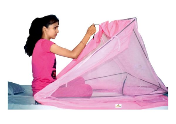 HOGOPOGO Cream Color Mosquito Net for Double Bed | 4ft x 6.25ft (48"x75") | Foldable & Breathable | Insect Protection for Adults & Kids