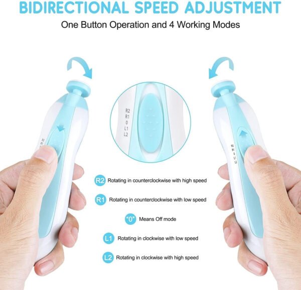 HOGOPOGO Electric Baby Nail Trimmer with Light | 0–6M | Safe Cutter + 6 File Heads