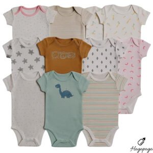 HOGOPOGO 100% Cotton Multi Color Tops | Bodysuits for Baby Boy & Baby Girl | Rompers | Ideal for Newborns & Infants