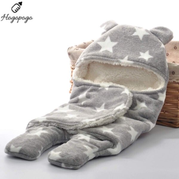 HOGOPOGO Newborn Baby Blanket Combo | Sleeping Bag + Wrapper | Grey & Beige | Fleece