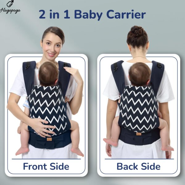 HOGOPOGO Hug Me Ergo Baby Carrier for New Born Front and Back Carry Position Adjustable Belt Ergonomic Kangaroo Bags for 4 Months to 2 Years Kids Upto 15 Kg (Blue)