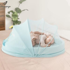 HOGOPOGO Baby Mosquito Net with Bed | Dino Print | Sky Blue | 90x55x50cm | 0–12M