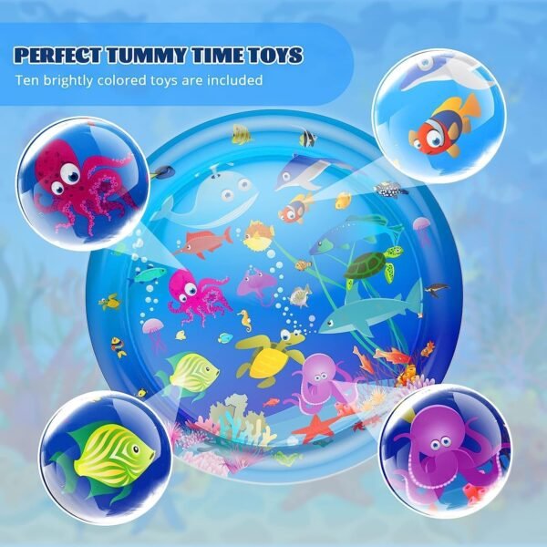 HOGOPOGO Tummy Time Water Mat for Babies | Inflatable Round Water Play Mat | 100cm Diameter | For 3–24 Months | Baby Sensory Development Toy