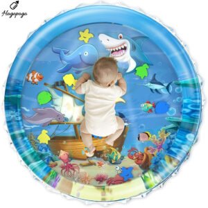 HOGOPOGO Tummy Time Water Mat for Babies | Inflatable Round Water Play Mat | 100cm Diameter | For 3–24 Months | Baby Sensory Development Toy