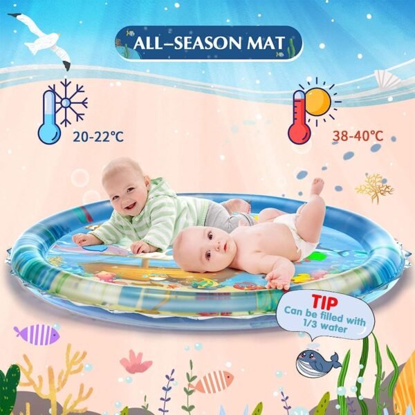 HOGOPOGO Tummy Time Water Mat for Babies | Inflatable Round Water Play Mat | 100cm Diameter | For 3–24 Months | Baby Sensory Development Toy