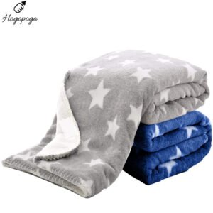 HOGOPOGO Baby Blanket Combo Pack | Fleece | 0-6 Months | Star Grey & Blue | Pack of 2