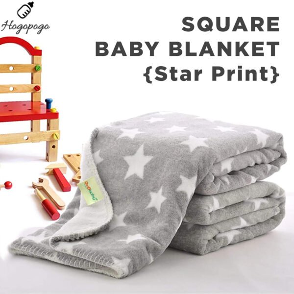 HOGOPOGO Baby Blanket Combo Pack | Fleece | 0-6 Months | Star Grey & Blue | Pack of 2