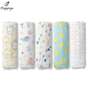 HOGOPOGO Cotton Muslin Baby Swaddle Wraps | Pack of 5 | Soft & Breathable | 100x100cm