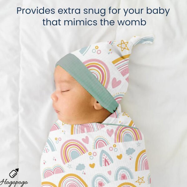 HOGOPOGO Muslin Swaddle Wrap Set of 3 | 100% Cotton | 100x100 cm | Rainbow Print