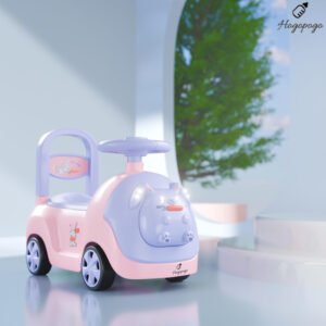 HOGOPOGO Baby Bunny Swing Car for Kids Ride-On Magic Car with LED Lights & Music Push & Glide Toy for Toddlers with Backrest Seat & Big Wheel Push Car for Ages 1-3 Pink & Purple Up to 25 Kg
