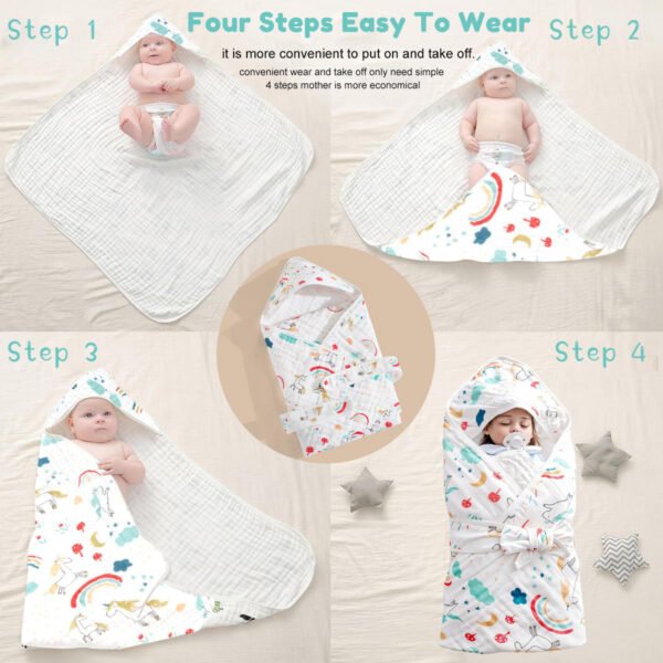HOGOPOGO Muslin Swaddle Wrap Set of 3 | 100% Cotton | 100x100 cm | Rainbow Print