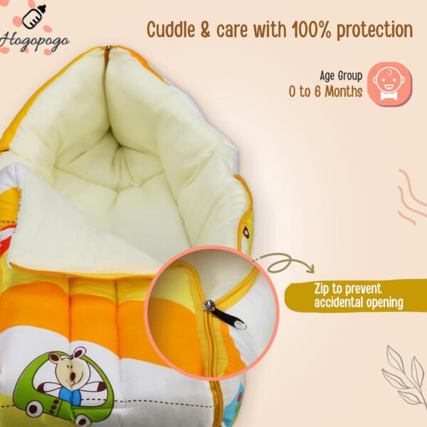 HOGOPOGO 3 in 1 Baby Bed, Sleeping Bag & Carry Nest | Cotton Baby Bedding for Newborn & Infant | Portable Bassinet | 0M+ | Cars Print | Multicolour