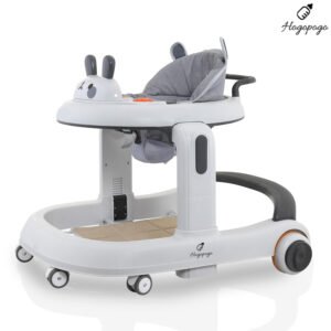 HOGOPOGO Baby Walker with 3 Height Adjustments, 2-in-1 Push Walker Mode, Toy Tray with Lights and Music (Grey)