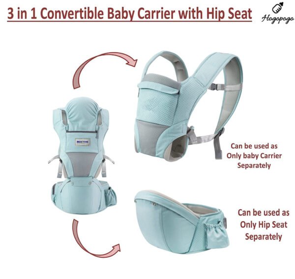 HOGOPOGO 6-in-1 Baby Carrier with Lumbar Support | 360° Wrap for Newborns | Green