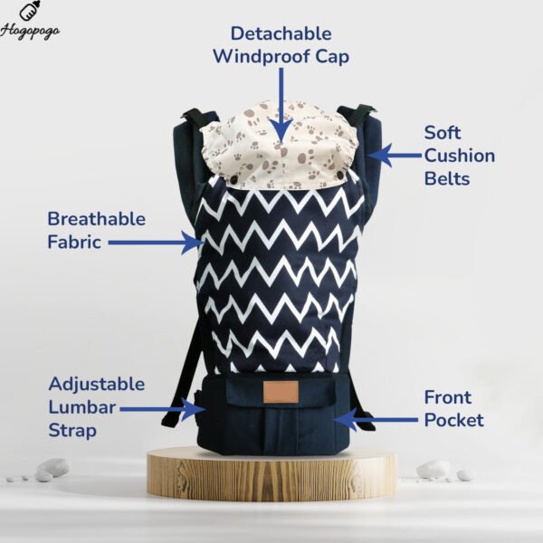 HOGOPOGO Hug Me Ergo Baby Carrier for New Born Front and Back Carry Position Adjustable Belt Ergonomic Kangaroo Bags for 4 Months to 2 Years Kids Upto 15 Kg (Blue)