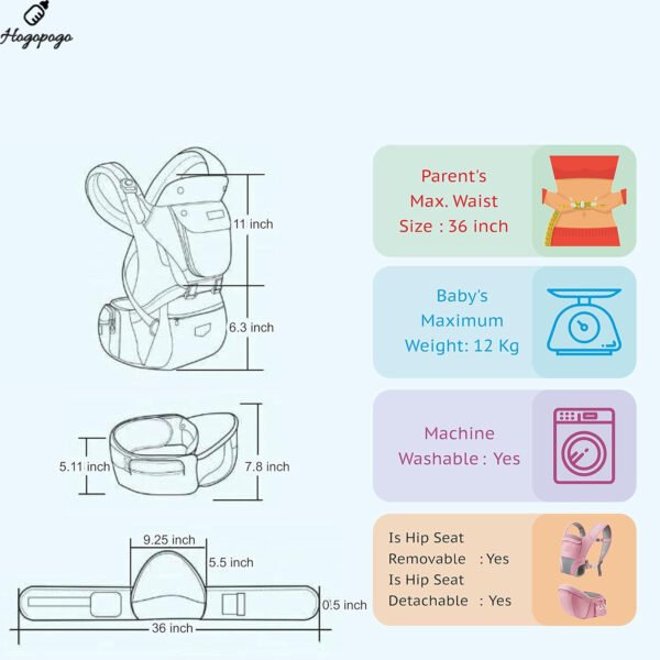 HOGOPOGO 6-in-1 Baby Carrier with Lumbar Support | 360° Wrap for Newborns | Green