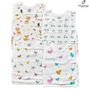 HOGOPOGO 100% Organic Cotton Muslin Jablas for Newborns | Unisex | Pack of 4