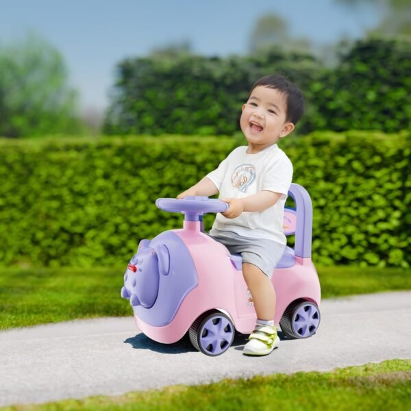 HOGOPOGO Baby Bunny Swing Car for Kids Ride-On Magic Car with LED Lights & Music Push & Glide Toy for Toddlers with Backrest Seat & Big Wheel Push Car for Ages 1-3 Pink & Purple Up to 25 Kg