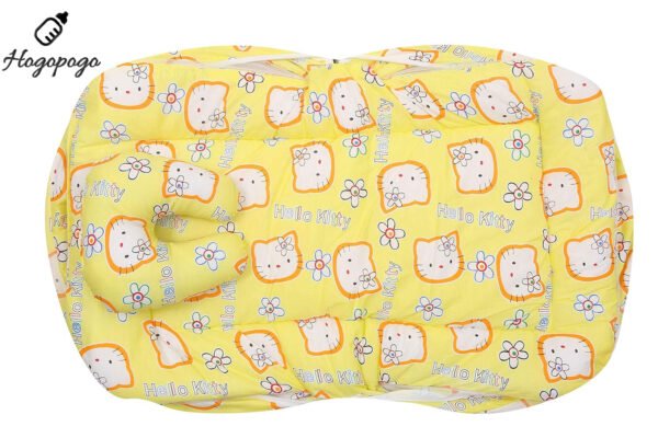 HOGOPOGO Baby Soft Mattress with Mosquito Net | 0–6 Months | Yellow | Foldable Bed