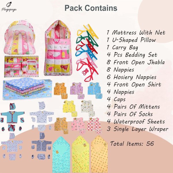 HOGOPOGO 556-in-1 Baby Essentials Combo | Hospital Gift Set | Pink Fox | 0–6 Months