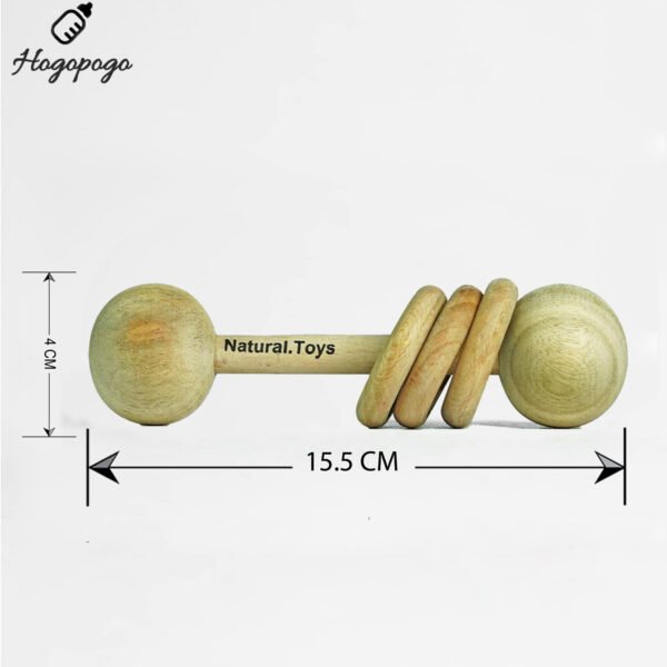 HOGOPOGO Neem Wood Teether Combo – 4 Pcs | Rattle + Mouse + Bird + Ring