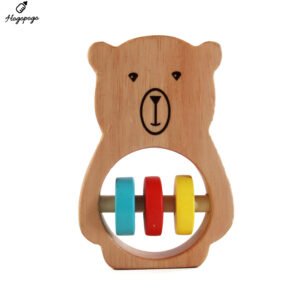 HOGOPOGO Wooden Bear Rattle (6M+) – Organic Teething Toy | Non-Toxic & Safe