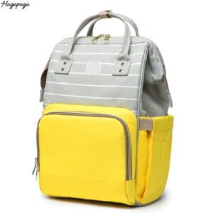 HOGOPOGO Yellow Stripe Baby Diaper Bag Backpack | Waterproof, Stylish & Spacious