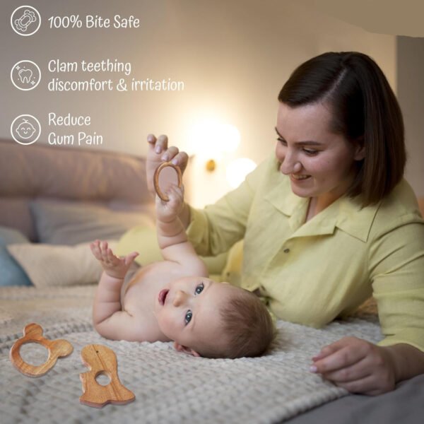 HOGOPOGO Neem Wood Teether Combo (Pack of 2) – 1 Rattle + 1 Dumbbell | Organic & Safe