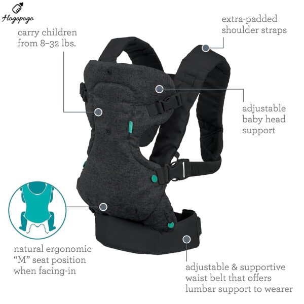 HOGOPOGO Flip Advanced 4-in-1 Convertible Baby Carrier – Gray | One Size Fits All