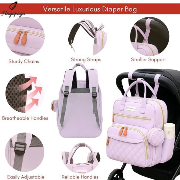HOGOPOGO Diaper Bag for Mothers with Changing Station & Bed Bassinet – Waterproof Travel Bag