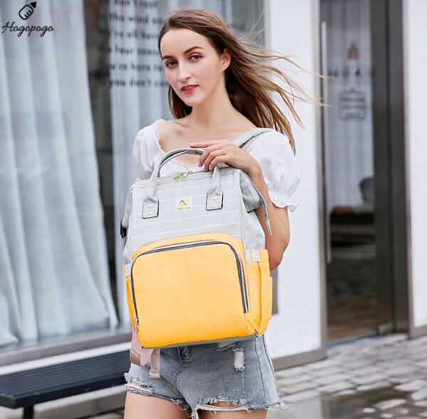 HOGOPOGO Yellow Stripe Baby Diaper Bag Backpack | Waterproof, Stylish & Spacious