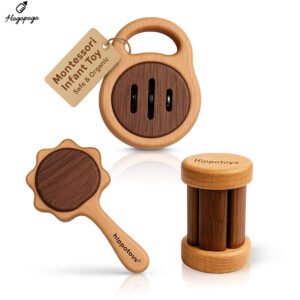 HOGOPOGO Wooden Baby Rattle Set (0–12 Months) – Natural, Non-Toxic, Safe by HippoToys