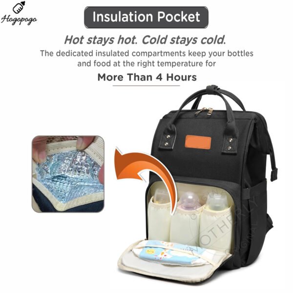 HOGOPOGO Everyday Diaper Bag for Moms – Water-Resistant, Multi-Pocket Maternity Bag (Black)
