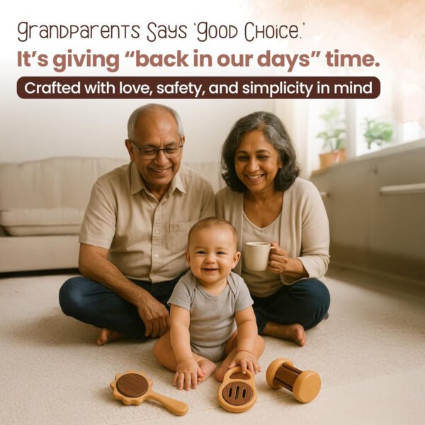 HOGOPOGO Wooden Baby Rattle Set (0–12 Months) – Natural, Non-Toxic, Safe by HippoToys